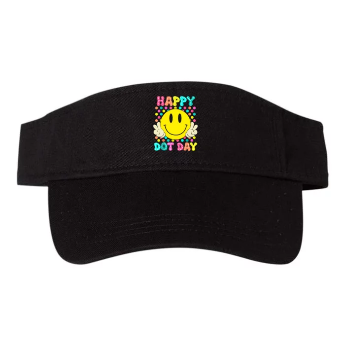 Colorful Polka Dot Smile Face Teacher Happy Dot Day 2024gift Valucap Bio-Washed Visor