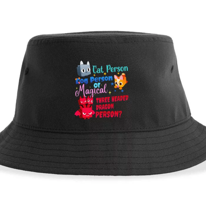 Cat Person Dog Person Or Magical Three Headed Dragon Person Sustainable Bucket Hat