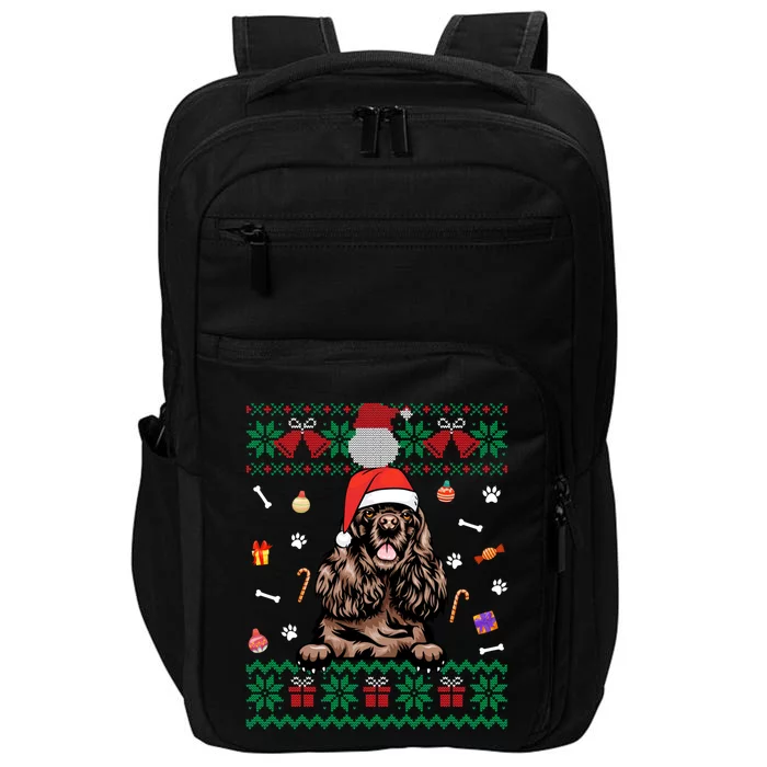 Cute Poodle Dog Ugly Christmas Sweater Santa Hat Xmas Gift Impact Tech Backpack