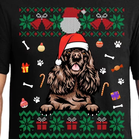 Cute Poodle Dog Ugly Christmas Sweater Santa Hat Xmas Gift Pajama Set