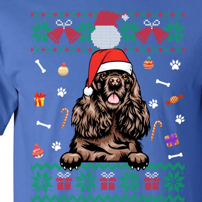 Cute Poodle Dog Ugly Christmas Sweater Santa Hat Xmas Gift Tall T-Shirt