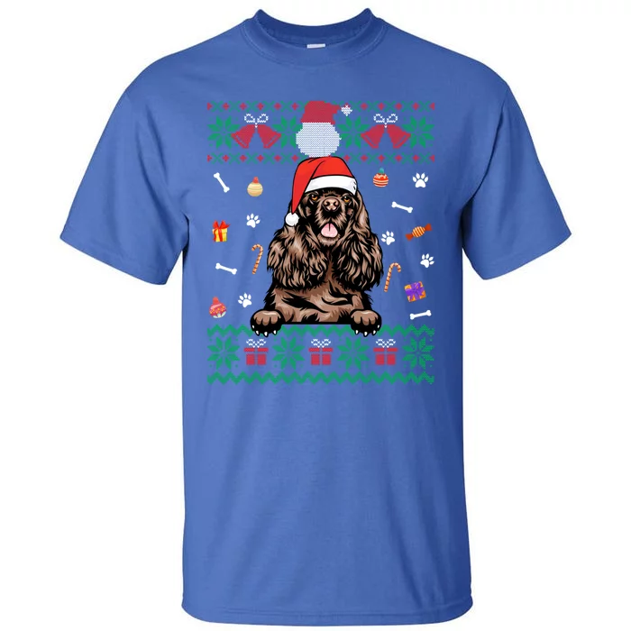 Cute Poodle Dog Ugly Christmas Sweater Santa Hat Xmas Gift Tall T-Shirt