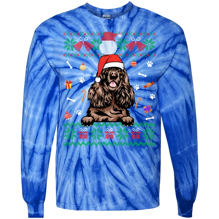 Cute Poodle Dog Ugly Christmas Sweater Santa Hat Xmas Gift Tie-Dye Long Sleeve Shirt