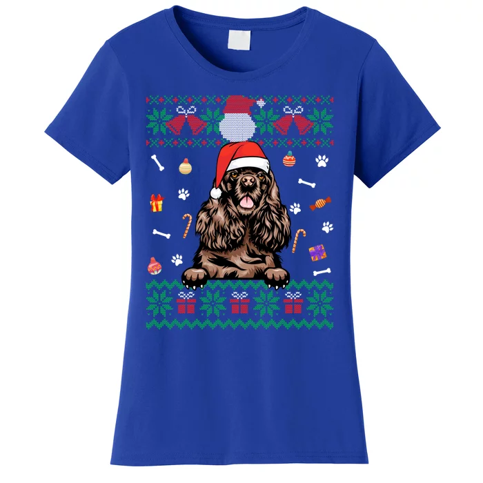 Cute Poodle Dog Ugly Christmas Sweater Santa Hat Xmas Gift Women's T-Shirt