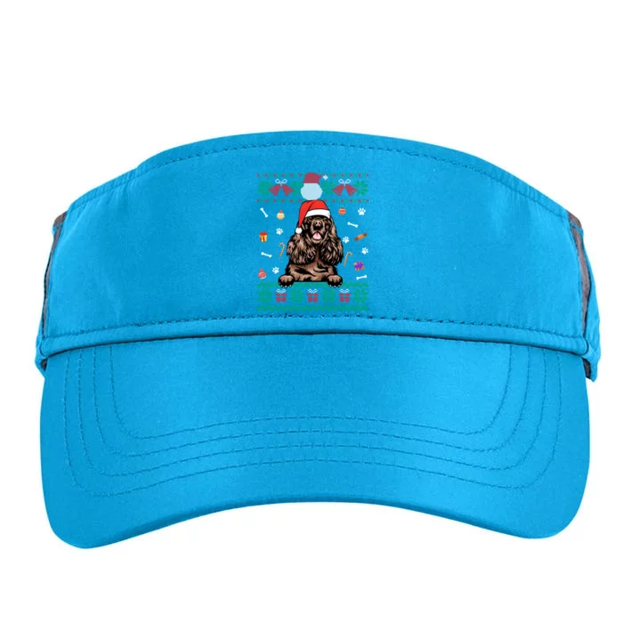 Cute Poodle Dog Ugly Christmas Sweater Santa Hat Xmas Gift Adult Drive Performance Visor