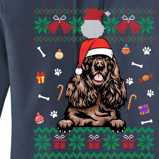 Cute Poodle Dog Ugly Christmas Sweater Santa Hat Xmas Gift Women's Pullover Hoodie