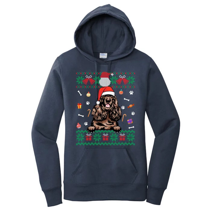 Cute Poodle Dog Ugly Christmas Sweater Santa Hat Xmas Gift Women's Pullover Hoodie