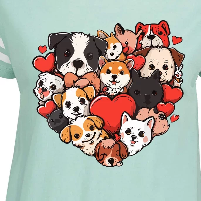 Cute Puppy Dog Heart Couple Boy Girl Valentines Day Costume Enza Ladies Jersey Football T-Shirt