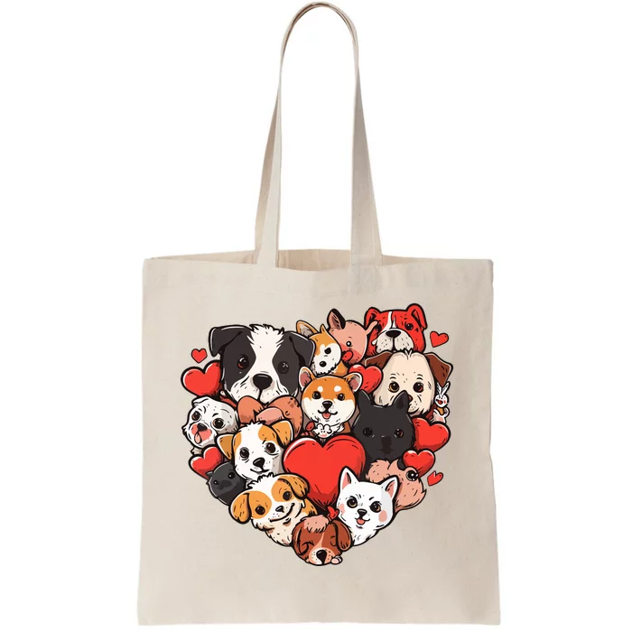 Cute Puppy Dog Heart Couple Boy Girl Valentines Day Costume Tote Bag