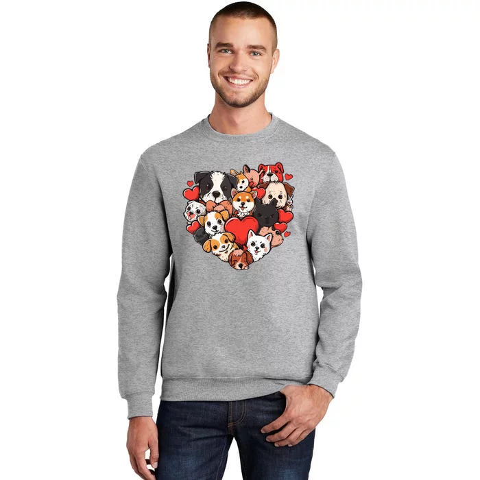 Cute Puppy Dog Heart Couple Boy Girl Valentines Day Costume Tall Sweatshirt