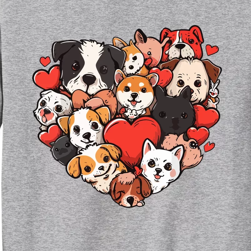 Cute Puppy Dog Heart Couple Boy Girl Valentines Day Costume Tall Sweatshirt