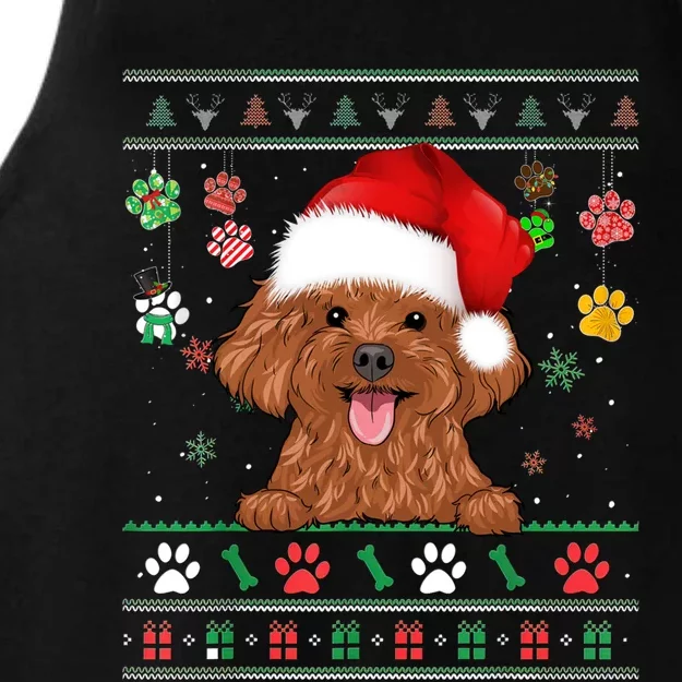 Cute Poodle Dog Xmas Santa Funny Ugly Christmas Gift Ladies Tri-Blend Wicking Tank