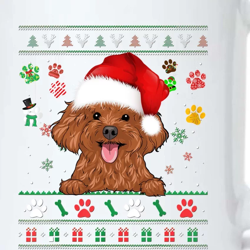 Cute Poodle Dog Xmas Santa Funny Ugly Christmas Gift Black Color Changing Mug