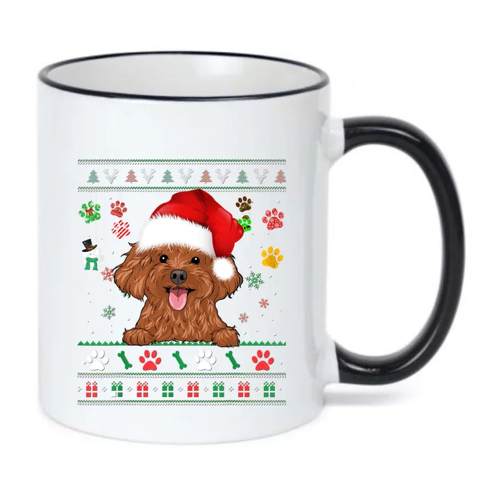 Cute Poodle Dog Xmas Santa Funny Ugly Christmas Gift Black Color Changing Mug