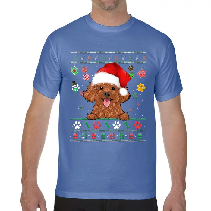 Cute Poodle Dog Xmas Santa Funny Ugly Christmas Gift Comfort Colors T-Shirt