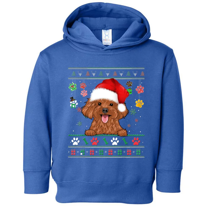 Cute Poodle Dog Xmas Santa Funny Ugly Christmas Gift Toddler Hoodie