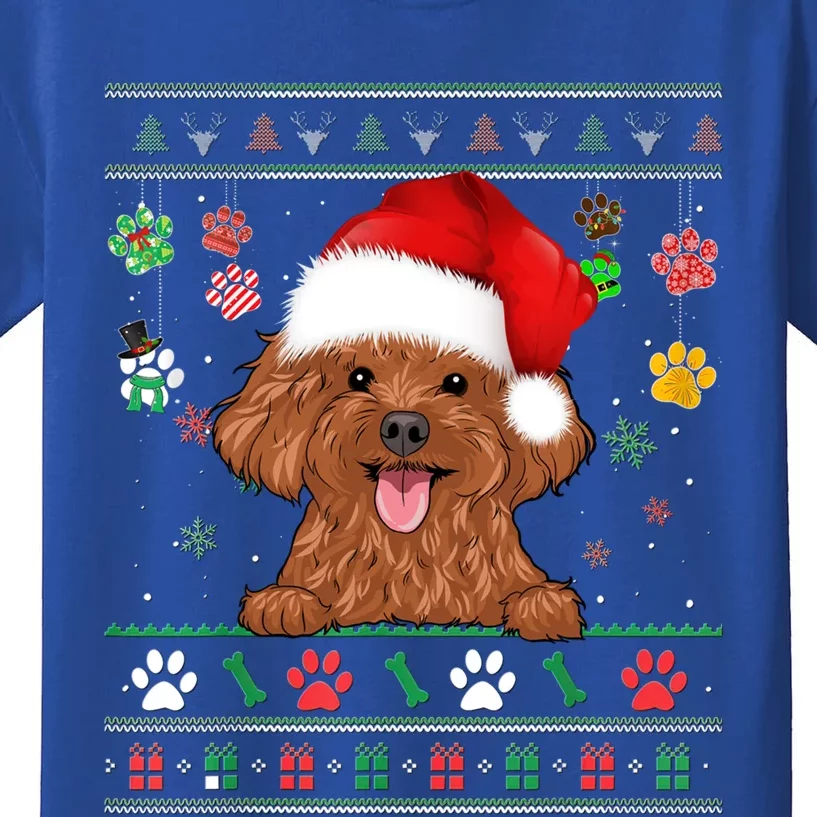 Cute Poodle Dog Xmas Santa Funny Ugly Christmas Gift Kids T-Shirt