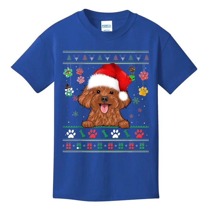 Cute Poodle Dog Xmas Santa Funny Ugly Christmas Gift Kids T-Shirt