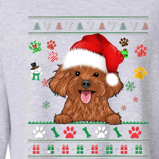 Cute Poodle Dog Xmas Santa Funny Ugly Christmas Gift Cropped Pullover Crew