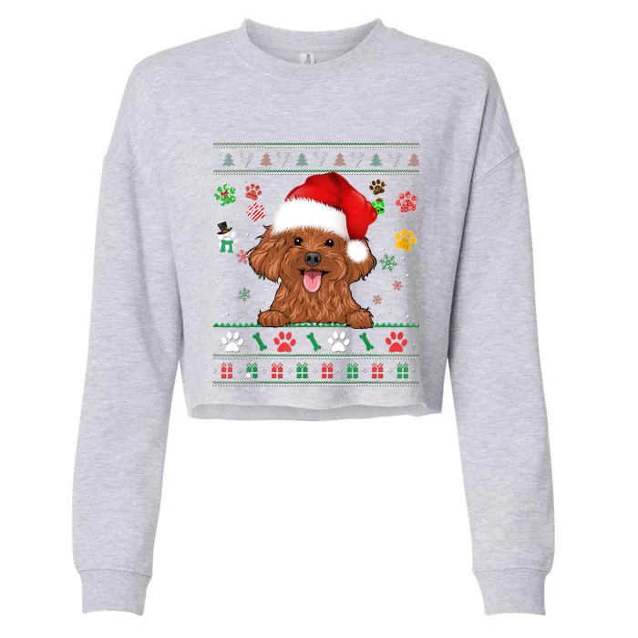 Cute Poodle Dog Xmas Santa Funny Ugly Christmas Gift Cropped Pullover Crew