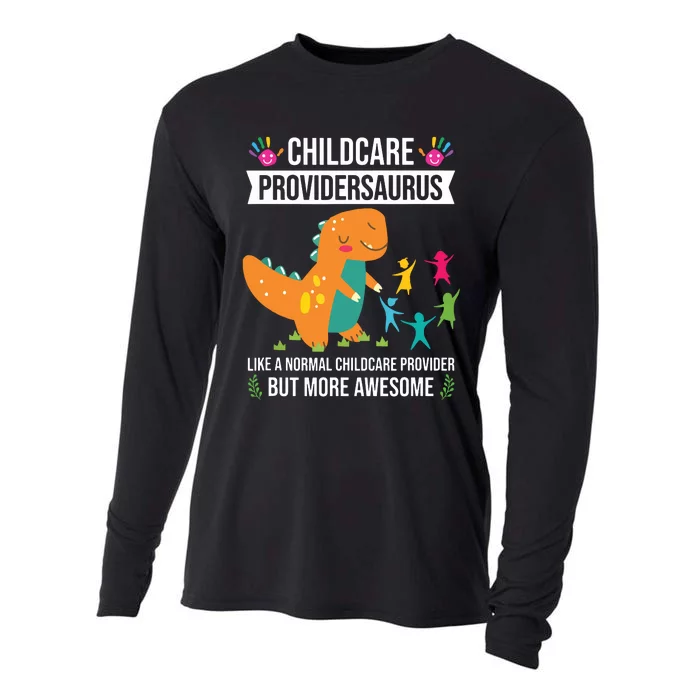 Childcare Providersaurus Dinosaur Childcare Provider Daycare Cooling Performance Long Sleeve Crew