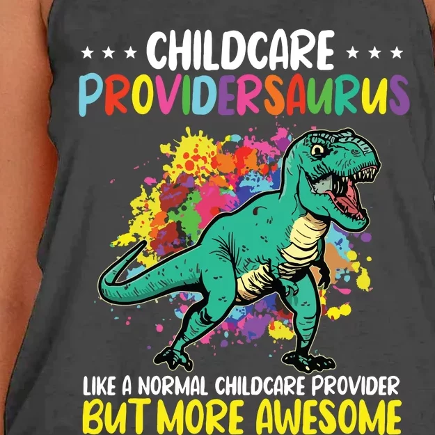 Childcare Providersaurus Daycare Teachers Women's Knotted Racerback Tank