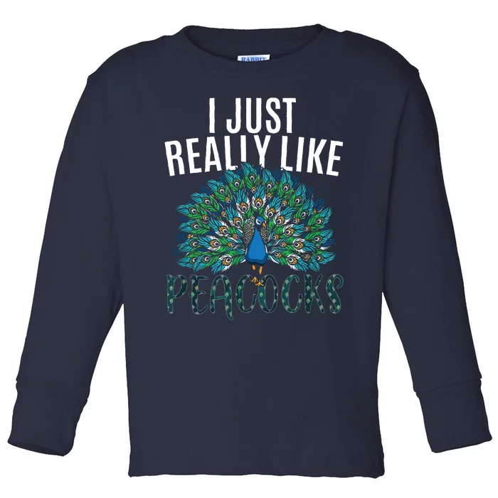 Cool Peacock Design For Men Women Bird Peacock Lovers Toddler Long Sleeve Shirt