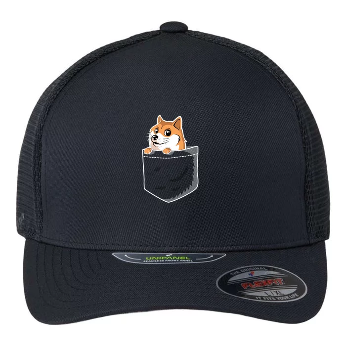 Cute Pocket Dog Design Flexfit Unipanel Trucker Cap