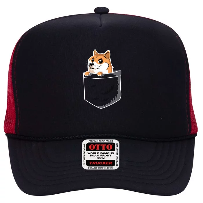 Cute Pocket Dog Design High Crown Mesh Trucker Hat