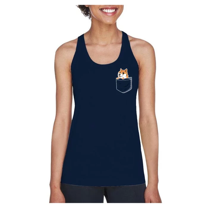 Cute Pocket Dog Design Women's Racerback Tank