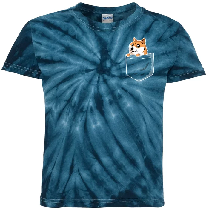 Cute Pocket Dog Design Kids Tie-Dye T-Shirt