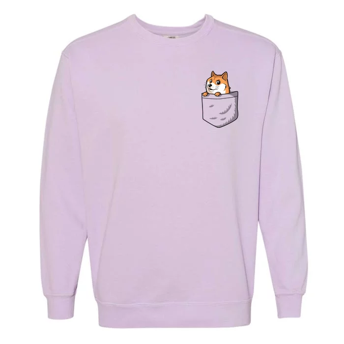 Cute Pocket Dog Design Garment-Dyed Sweatshirt