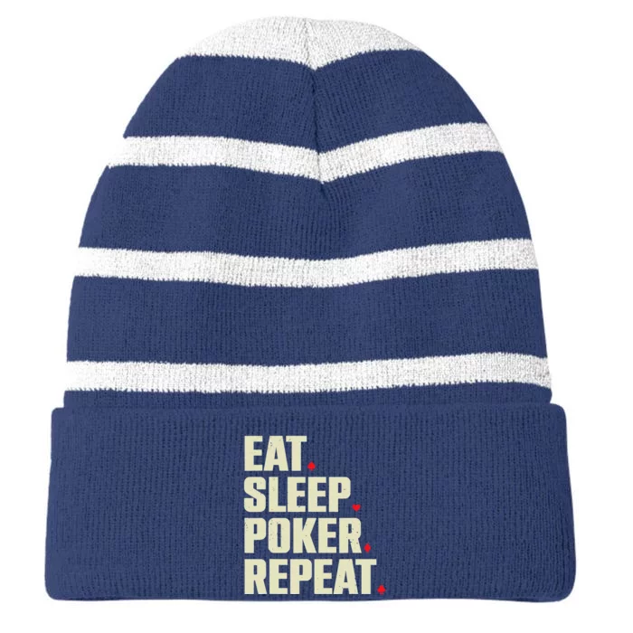 Cute Poker Design Casino Gambling Poker Player Striped Beanie with Solid Band