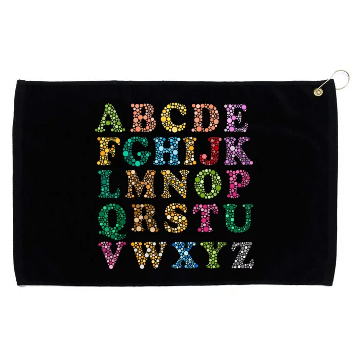 Colorful Polka Dots Alphabet Kids Girls Happy Dot Day Grommeted Golf Towel