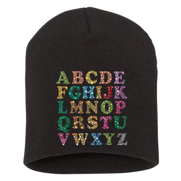 Colorful Polka Dots Alphabet Kids Girls Happy Dot Day Short Acrylic Beanie