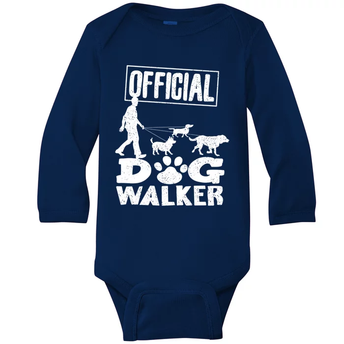 Cute Professional Dog Walker Funny Pet Lover Gift Funny Gift Baby Long Sleeve Bodysuit