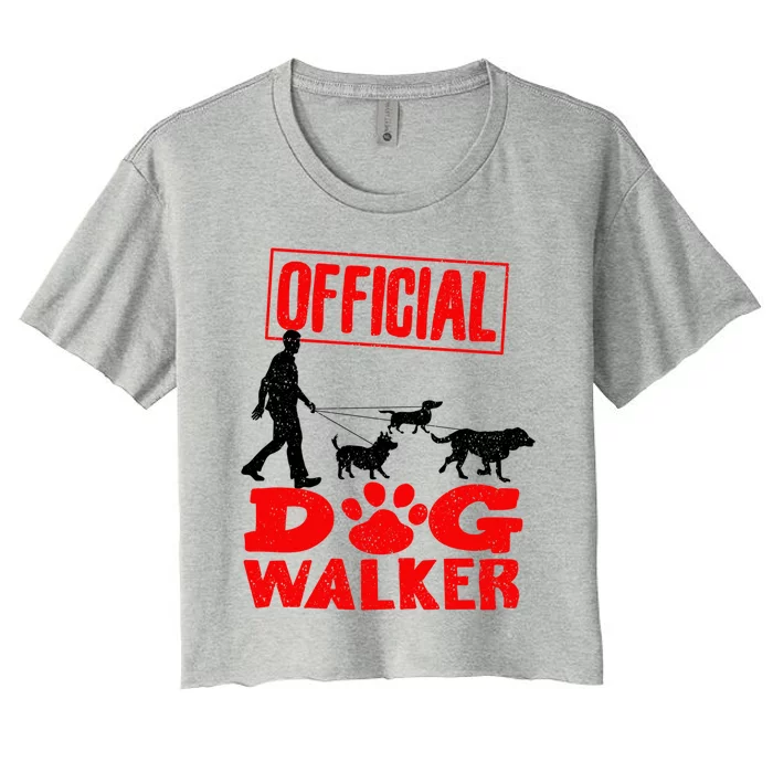 Cute Professional Dog Walker Funny Pet Lover Gift Women's Crop Top Tee