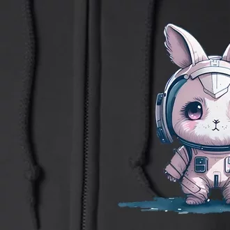 Cute Pink Easter Bunny Astronaut in Space Full Zip Hoodie