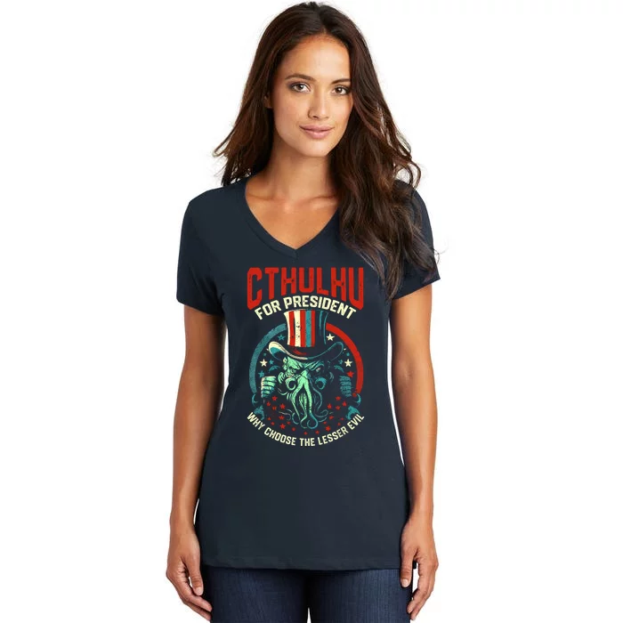 Cthulhufor President Election 2024 Cosmic Horror Women's V-Neck T-Shirt