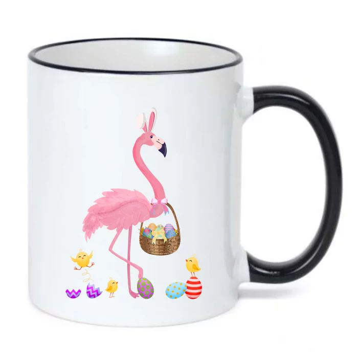 Cool Pretty Easter Gift Flamingo With Easter Basket Gift Black Color Changing Mug