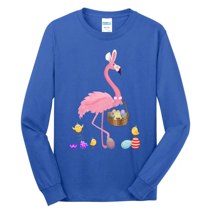 Cool Pretty Easter Gift Flamingo With Easter Basket Gift Tall Long Sleeve T-Shirt