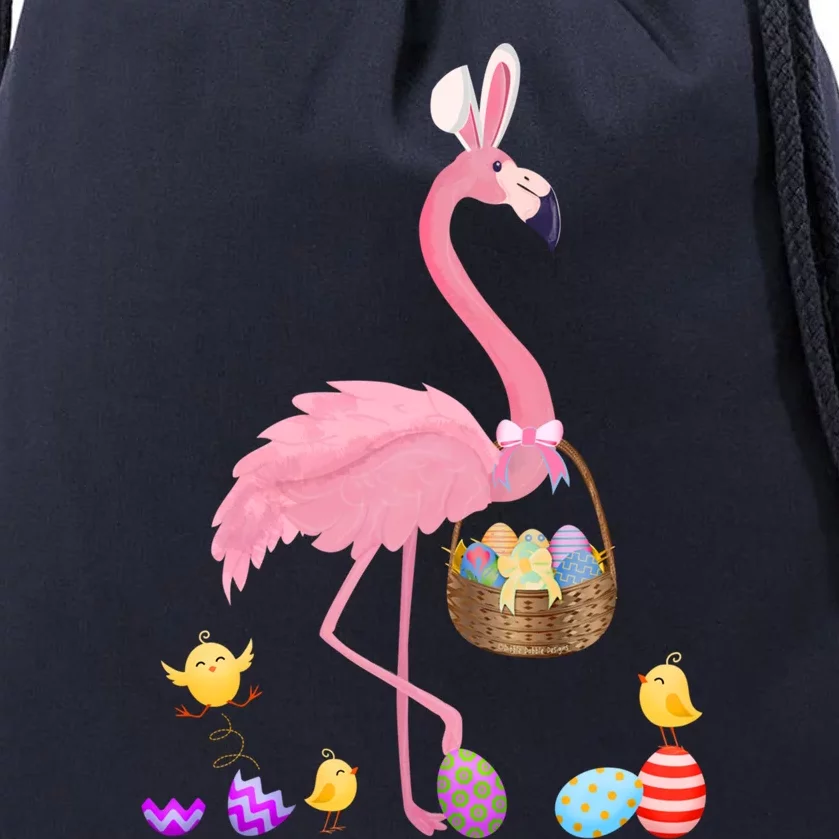 Cool Pretty Easter Gift Flamingo With Easter Basket Gift Drawstring Bag