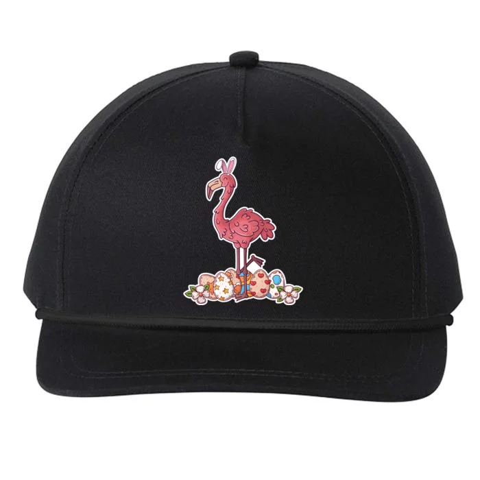 Cute Pink Easter Flamingo Bunny Easter Egg Hunt Great Gift Snapback Five-Panel Rope Hat