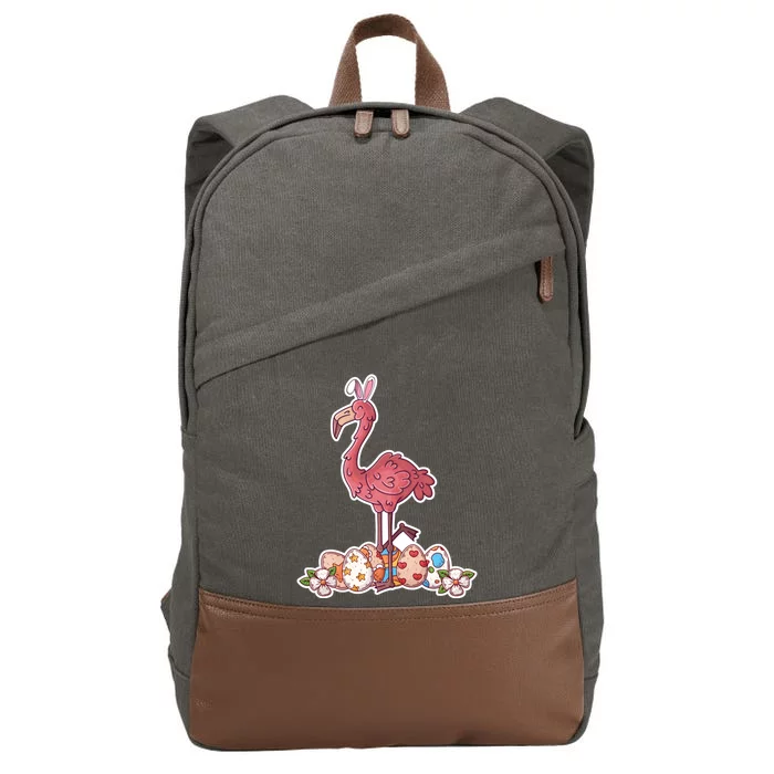 Cute Pink Easter Flamingo Bunny Easter Egg Hunt Great Gift Cotton Canvas Backpack