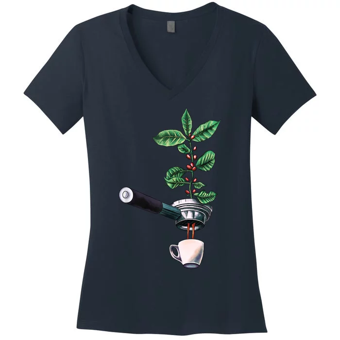 Coffee Plant Espresso Barista Women's V-Neck T-Shirt