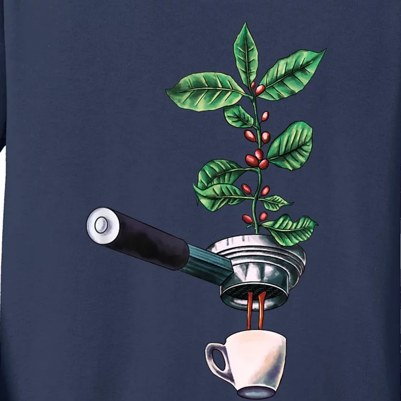 Coffee Plant Espresso Barista Kids Long Sleeve Shirt