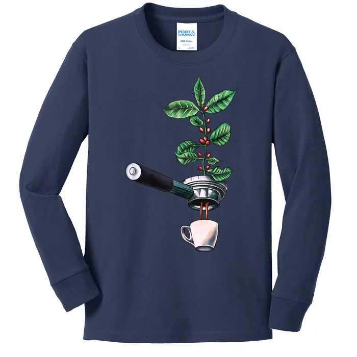 Coffee Plant Espresso Barista Kids Long Sleeve Shirt