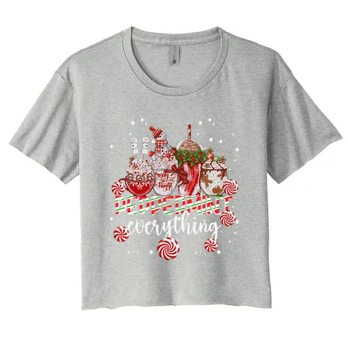 Christmas Peppermint Everything Coffee Chocolate Mocha Xmas Women's Crop Top Tee