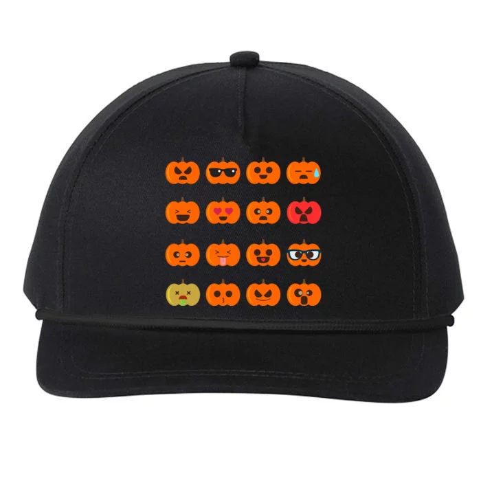 Cute Pumpkin Emoji Snapback Five-Panel Rope Hat