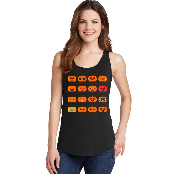 Cute Pumpkin Emoji Ladies Essential Tank